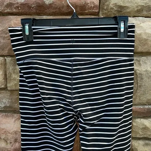 Athleta Chaturanga Leggings Women’s M Black White Stripe - Picture 4 of 9